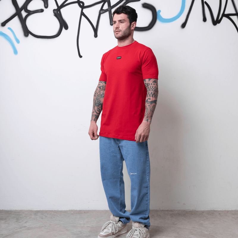 CAMISETA SLIM EMBORRACHADA VERMELHA